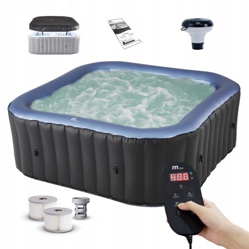Whirlpool, Garten-Whirlpool Quadratischer aufblasbarer Hydromassage-Pool MSpa 930 l
