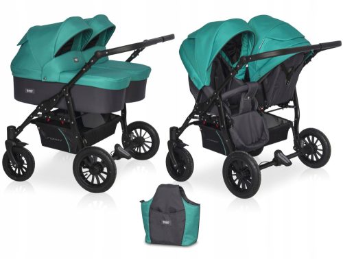  Kinderwagen für Zwillinge 2in1 SAXO Riko Basic 2 x GONDOLA 2 x SITZ + TASCHE