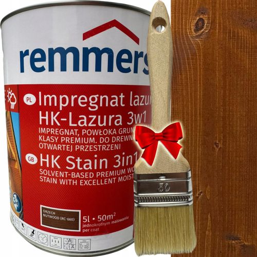 Remmers Walnussholzimprägnierung 5 l + Gerader Flachpinsel 5904122341216 5 cm