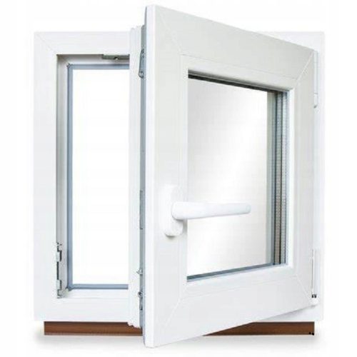 PVC-FENSTER RU Rechts 600x600 / 60x60 WEISS, VON HAND