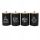 Lebensmittelbehälter Set mit 4 schwarzen Behältern für Tee, Zucker, Kaffee und Salz