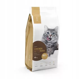    1CAT ERWACHSENE KATZE HUHN MIT ENTE 10 KG MULTIFUNKTIONELLES GETREIDEFREIES FUTTER