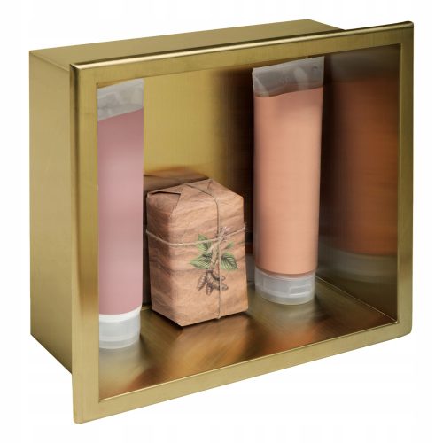 MONTIERTES BADEZIMMERREGAL 30x30 GOLDBÜRSTE - REA