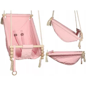    3in1 Schaukel für Kinder Schaukelwiege SAMT Rosa KIDABOO gesteppt CE PAS