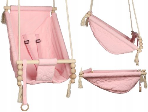  3in1 Schaukel für Kinder Schaukelwiege SAMT Rosa KIDABOO gesteppt CE PAS
