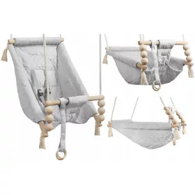    3in1 Schaukel für Kinder Schaukelwiege VELVET Grau KIDABOO gesteppt CE PAS