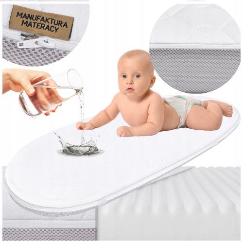 Adamex Belissa Kinderwagenmatratze Manufaktura Mittelfeste Matratzen 68x32x3,5 cm + Matratzenschoner Manufaktura Materacy 68 cm x 32 cm