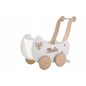    PUPPENKINDERWAGEN AUS HOLZ SCHIEBANTRIEB + NAME DES HERSTELLERS