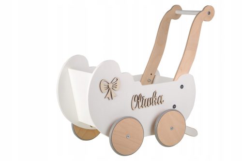  PUPPENKINDERWAGEN AUS HOLZ SCHIEBANTRIEB + NAME DES HERSTELLERS