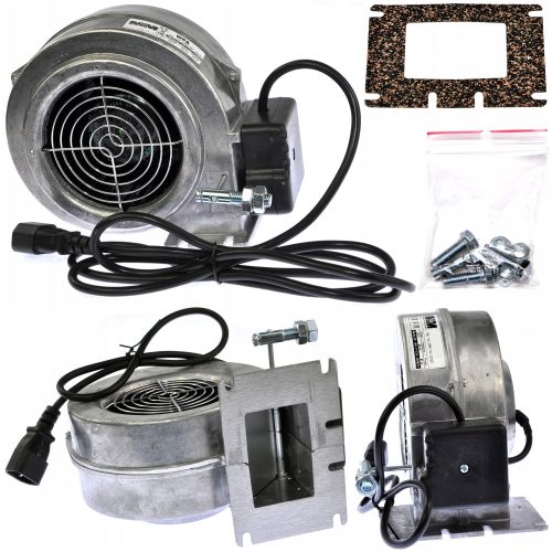 Ventilator, Gebläse für Kessel, Ofen. Modell: WPA 120 mit Klappe. Aluminium.