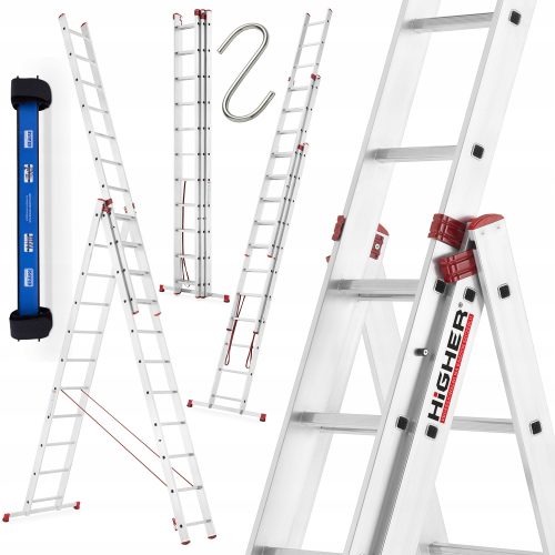 Höhere Leiter 7,55 m Aluminium 3 x 3 bis 150 kg