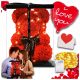 GROSSER BÄR MIT ROSEN LED-SET VALENTINSTAG GESCHENK MUTTERTAG OMA 40CM XL 3D