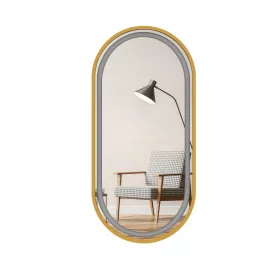  Ovaler Spiegel gold 55/90 cm LED mit Sandstrahl