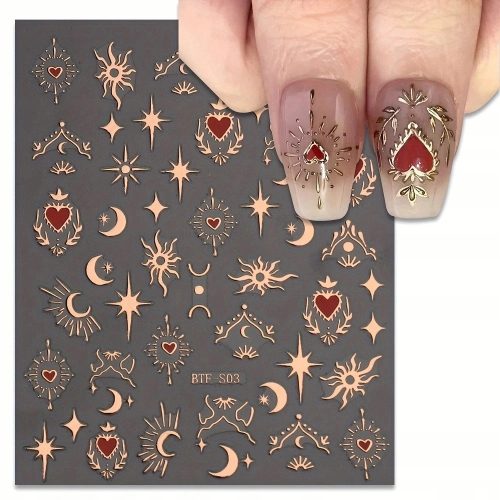  KUPFER-NAGELAUFKLEBER ROSEGOLD SONNEN-MOND-HERZEN