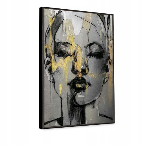 Bilder an der Wand Bild goldene Frau 69x99 cm im modernen Stil, ein großes Bild für das Wohnzimmer