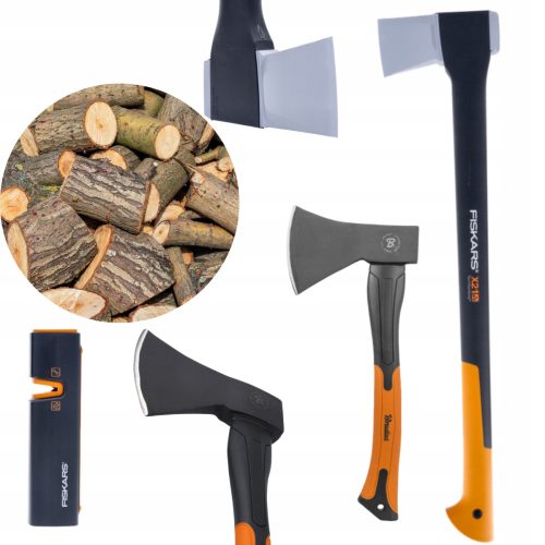 Spaltäxte, Zimmermannsäxte Fiskars Axt 70,9 cm 1,6 kg + Bradas Axt 39 cm 1 kg