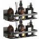  SET AUS 2 STÜCK BADEZIMMER-HÄNGENDES SELBSTKLEBENDES BADEZIMMERREGAL AUS METALL SCHWARZ LOFT