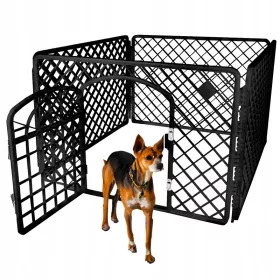    GEHÄUSE, GEHÄUSE, AUSLAUF FÜR HUNDE, WELPEN, KATZENKANINCHEN, 90x90x60 cm, SCHWARZ, GROß