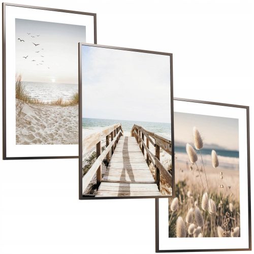 Bilder an der Wand 50x40 SET FRAME PAINTINGS POSTERS FRAME PAMPAS GRASS BEACH NATURE BOHO