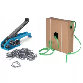   16-mm-Komplettset. Klebeband zum Umreifen von Palettenverpackungen