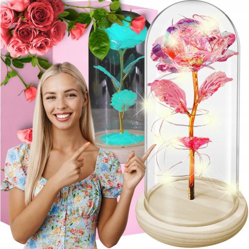 EWIGE ROSE IM GLAS, LEUCHTENDE LED-GESCHENKIDEE – 5 FARBEN