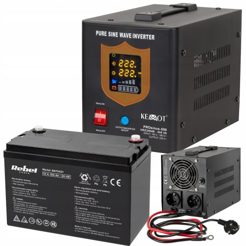 Kemot URZ3405 Notstromversorgung + Rebel 12 V 100 Ah Akku