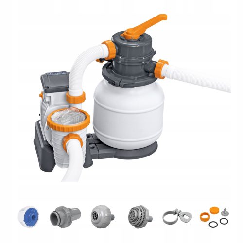 Poolpumpen und Filter BESTWAY Sandfilterpumpe für Schwimmbäder 5678 l/h + Anschlüsse + Schläuche