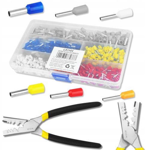 Lamex Aderendhülsenklemme 600 Stk. + Lamex LXM212 Crimpzange 0,5 mm² - 16 mm²