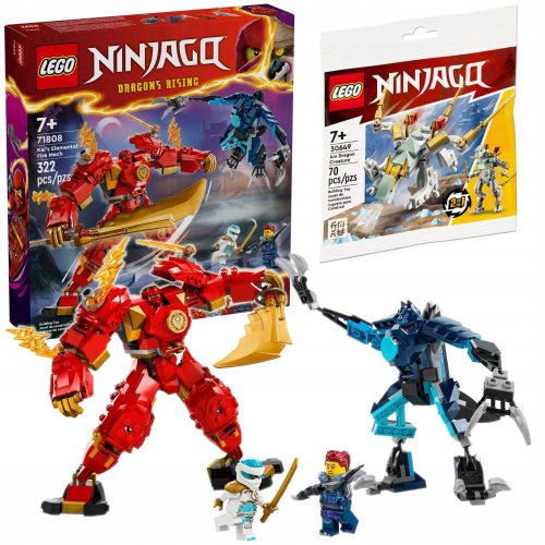  LEGO Ninjago Kais Elementarfeuerroboter 71808 + LEGO Ninjago Eisdrache 30649