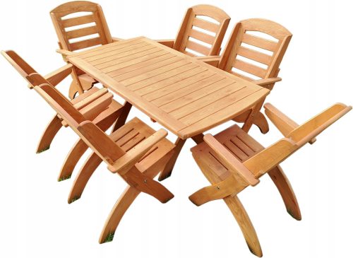 Stühle für Garten, Terrasse und Balkon Stolldrew Holz-Gartenmöbel-Set, 7-teilig.