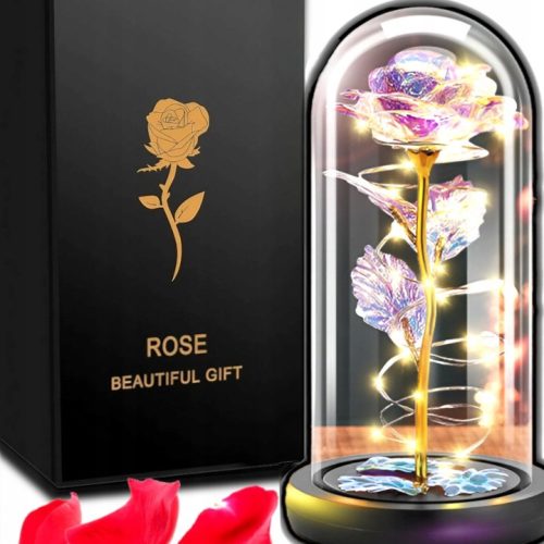 EWIGE ROSE AUS GLAS GLASROSE +LED weiß