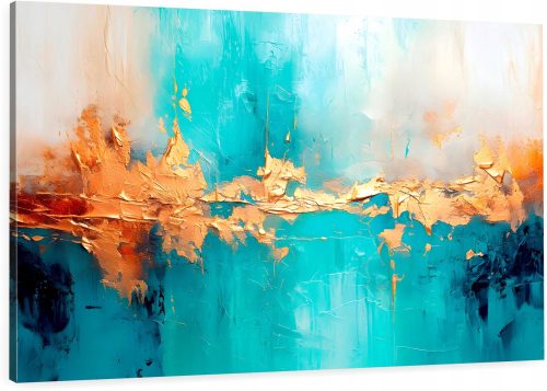 Bilder an der Wand Wandgemälde ABSTRAKT GOLD BLAU für Flur, Wohnzimmer, 120x80