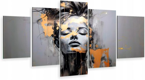 Bilder an der Wand MODERNE TRIPTIQUE-GEMÄLDE 5 Teile für die Wohnzimmerwand GESICHT EINER GLAMOUR-FRAU