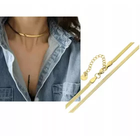  GOLD-ABENDESSEN-HALSKETTE 40 cm + 5 cm CHIRURGENSTAHL 316 L