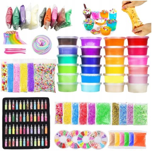 GROSSES SLIME-KIT ZUR HERSTELLUNG VON SCHLAMPEN XXL - 128in1 + PLASTICINE FOAM POLYMER CLAY SENSO 12 k