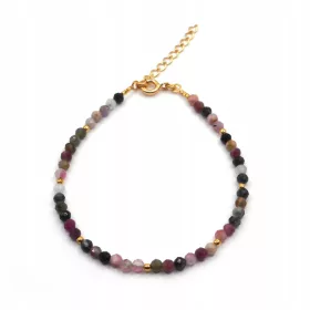  Armband Naturstein farbiger Turmalin 3mm Silber 925 24K