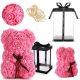 Teddybär mit Rosen 25 cm mit rosa LEDs