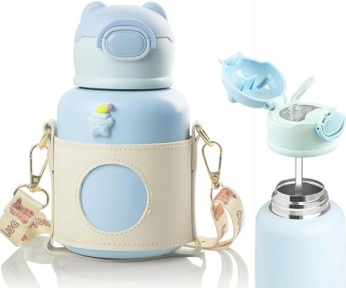  MU Thermowasserflasche für Kinder mit Strohhalm, 500 ml, Sport