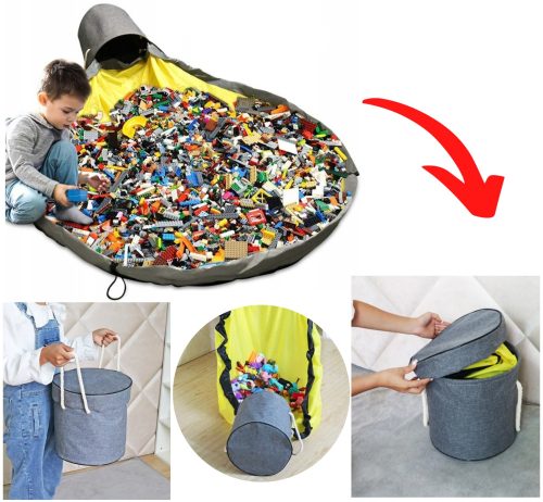  Beutelbehälter für LEGO-Spielzeug, Matte für Kinder, 2in1, 150 cm, 20 l, großes Fassungsvermögen