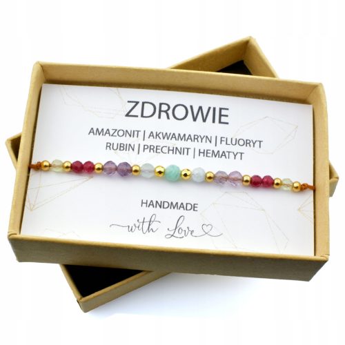  Damen-Gesundheits-Talisman-Armband Aquamarin-Hämatit-Naturstein 14 Karat