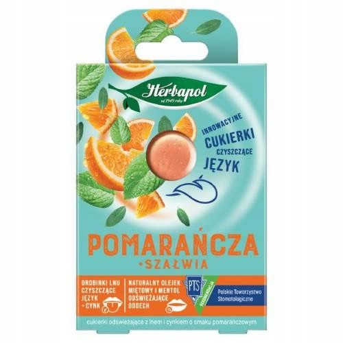  Herbapol Erfrischende Bonbons mit Orangengeschmack und Salbei, 20 g