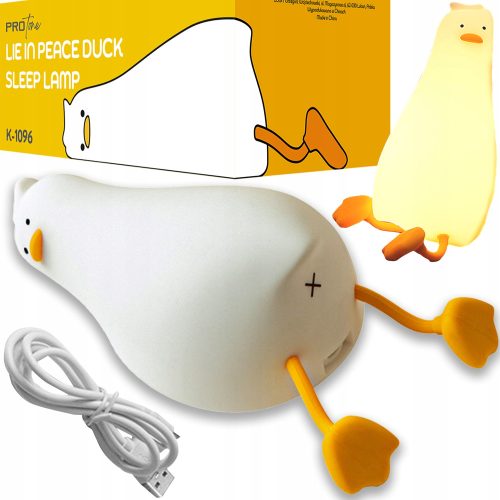  LUSTIGE Nachtlampe liegende ENTE für Kinder, LED-Timer, Silikon, als Geschenk