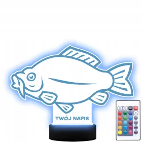    3D LED Nachtlampe stehend dekorativ für einen Karpfenangler, Ihre Aufschrift als Geschenk