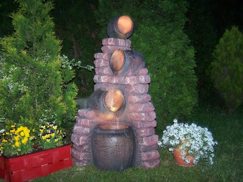  Gartenbrunnen Ziegelwand LED 120 cm