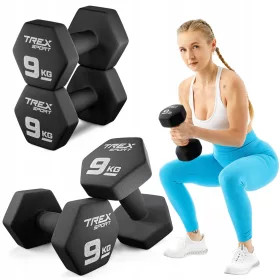    Set aus 2 x 9 kg schweren Hanteln und Neoprengewichten für Trex Sport-Übungen