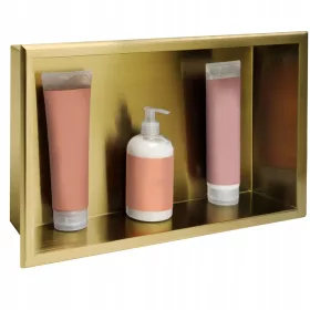  MONTIERTES BADEZIMMERREGAL 30x45 GOLDBÜRSTE - REA