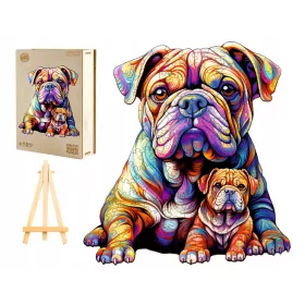    Pasjo24 Puzzle Holzpuzzle 240 Teile großes Holzpuzzle 300 Teile englische Bulldogge in einer Holzkiste Holzpuzzle K520