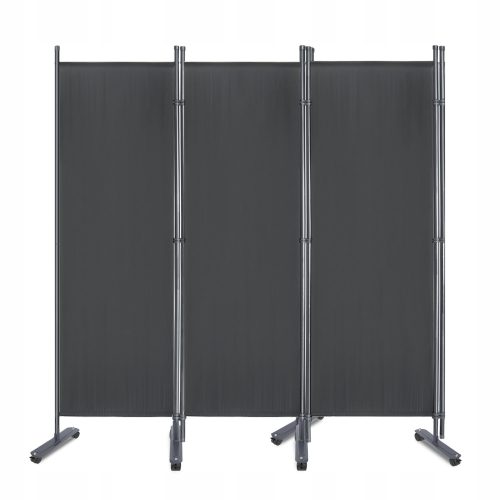 Paravent Paravent, 3-teilig, mit Kunststoffbeinen auf Rollen – Anthrazit, 275x180 cm