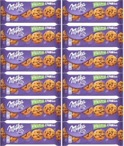 Milka Pieguski Choco Cookies mit Milchschokolade, Knusprige Kekse - 135g x12