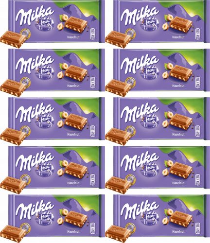 10x Milka Nuss-Schokolade, 90g - Cremige Köstlichkeit mit Haselnüssen